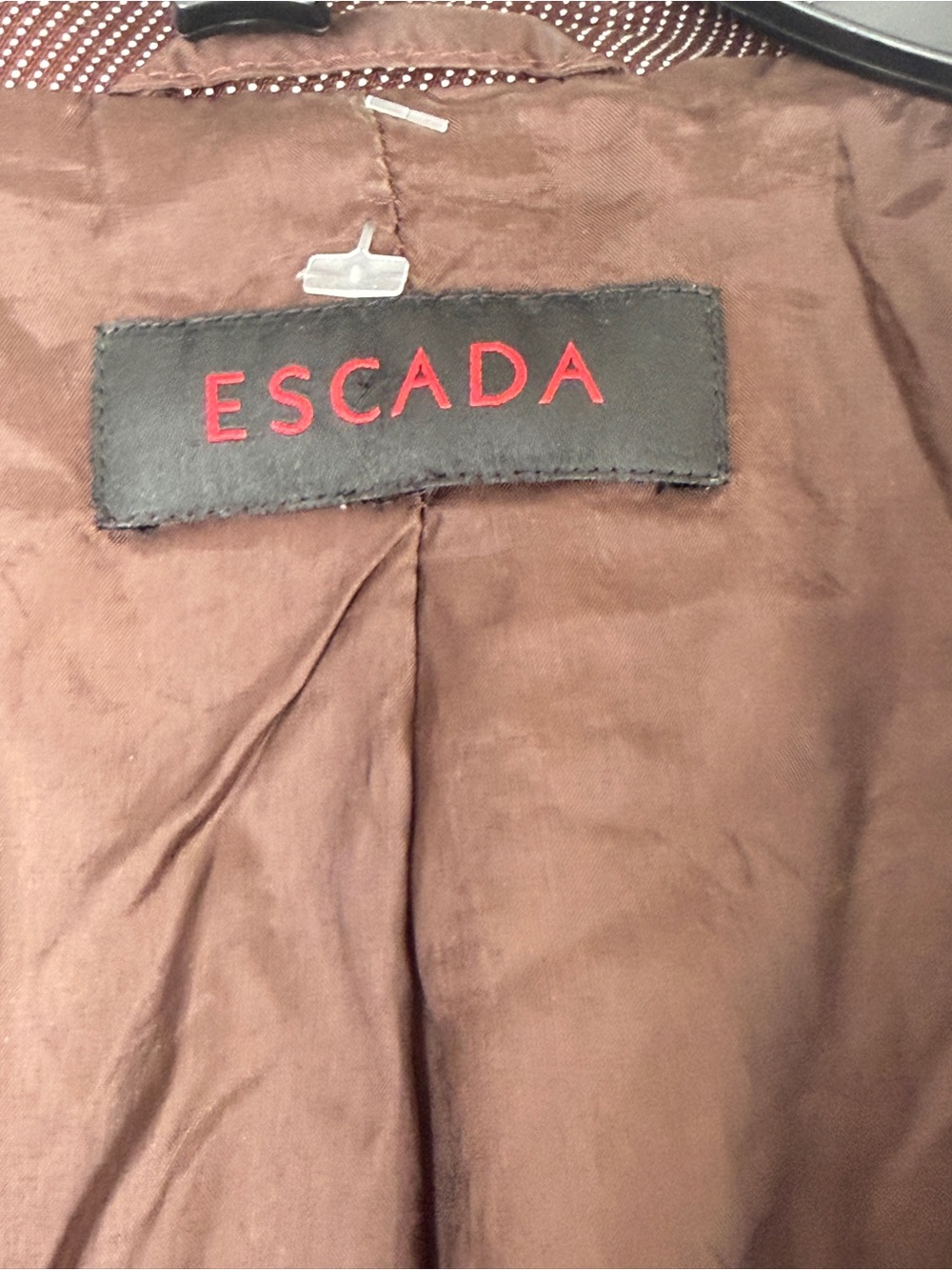 Escada Brown Micro Textured Wool Silk Tailored Blazer Quiet Luxury M - Picture 4 of 16